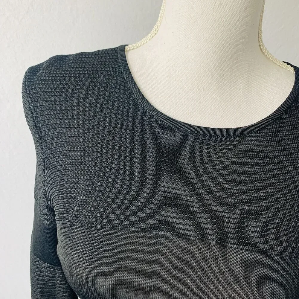 Worth New York Sweater Scoop Neck Neutral Black Long Sleeve Size Petite